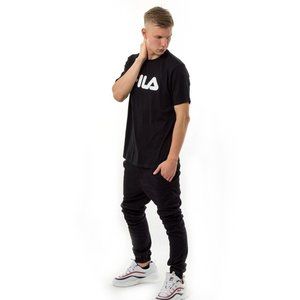 FILA LOGO TEE SHIRT; HEATHER GREY/WHITE LOGO